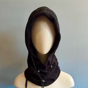 POLAREX Black Fleece Hood w/Drawstring sz OS (Unisex)
